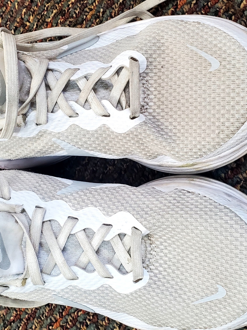 Nike Light Tan and White Mesh Running Sneakers